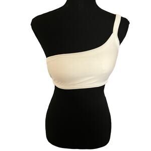 Aerie One Shoulder Bandeau Bikini Top Small Women’s White 1714